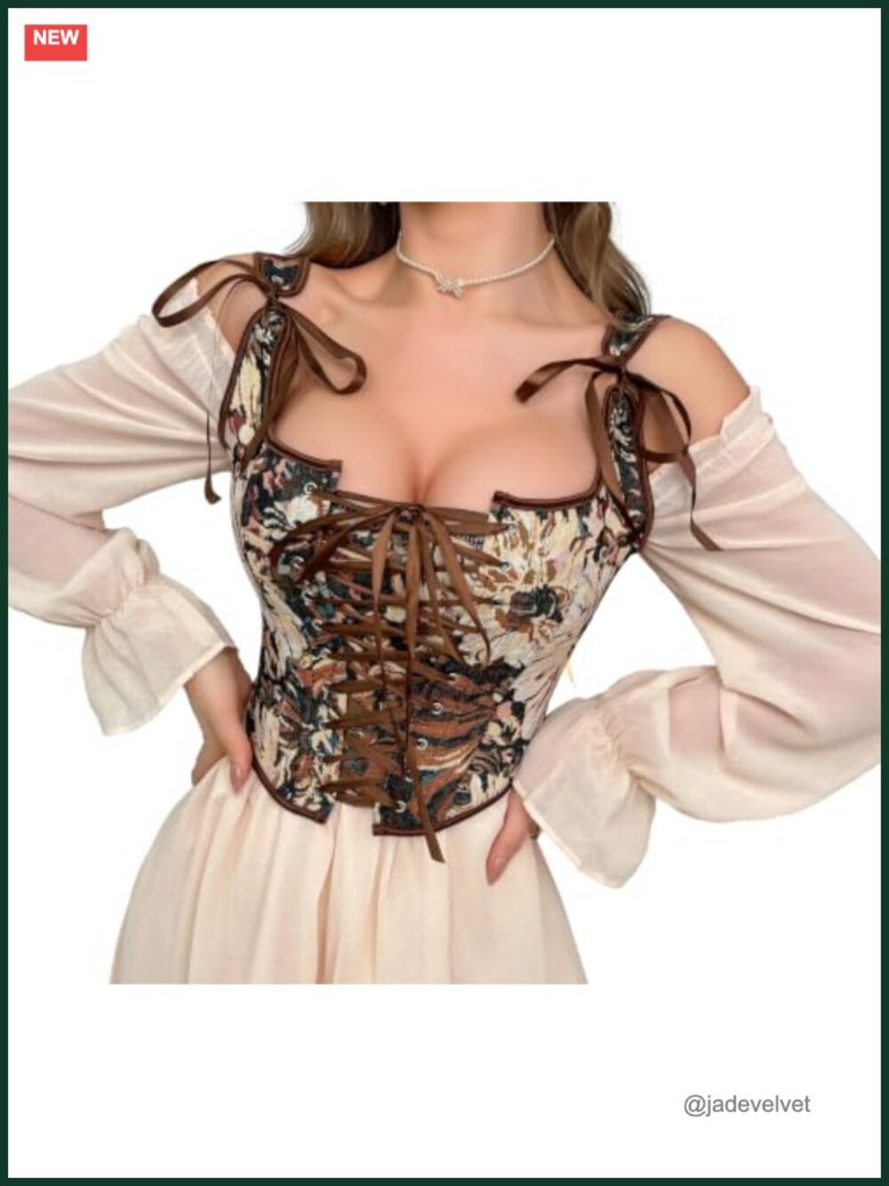 Gothic Bustier Corset Top Lace-Up Renaissance Vintage Overbust